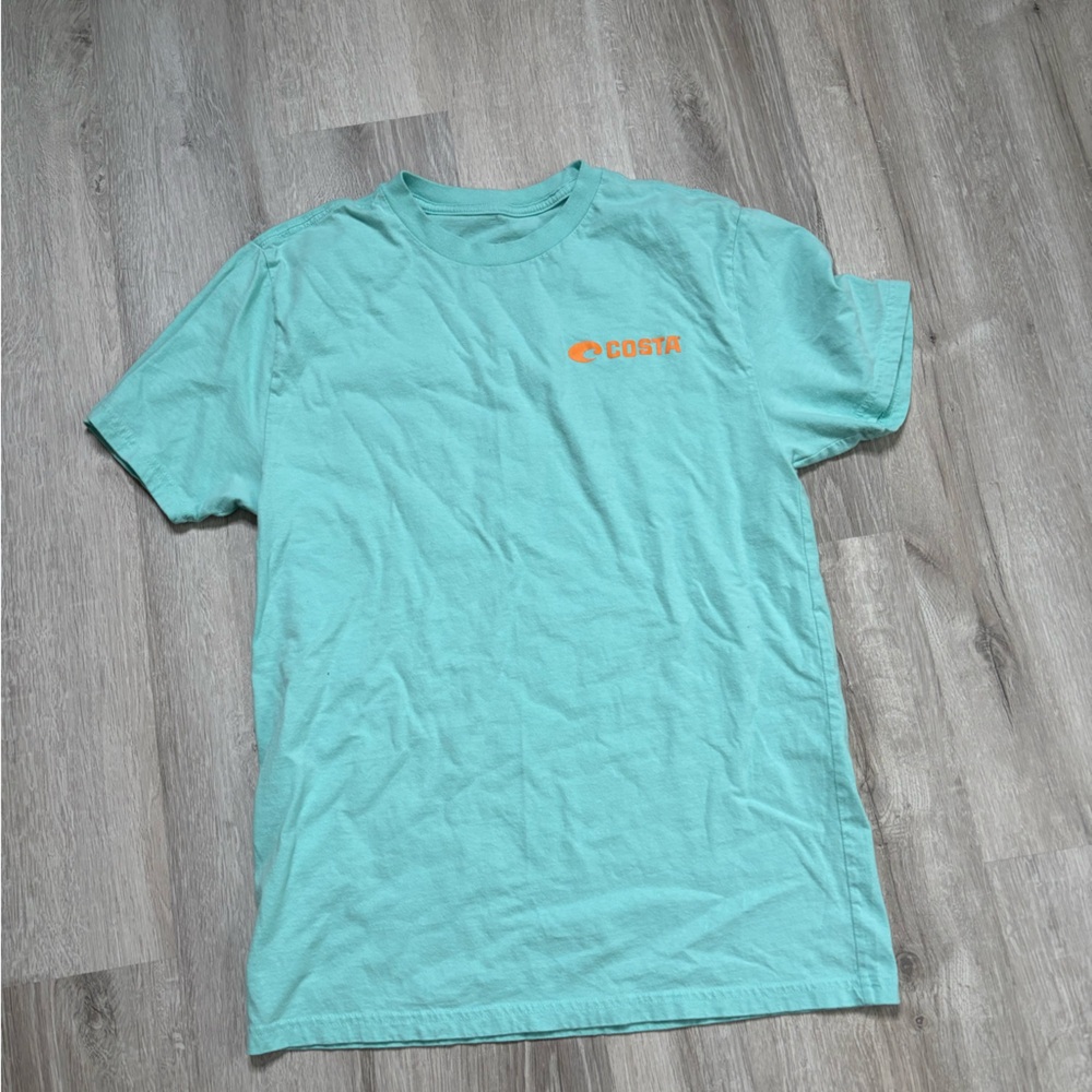 Costa Aqua T-Shirt with Orange Logo